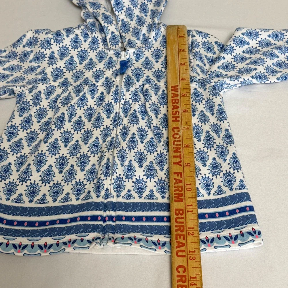 Carters Baby Girl Blue White Damask Print Zip Up Peplum Hoodie Jacket 18 Months